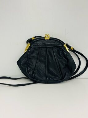 Vintage Small Black Kisslock Crossbody Bag